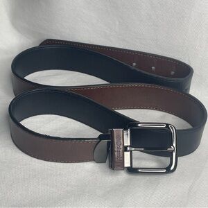 Columbia Brown to Black Reversible Belt Size L 38-40 Gun Metal Synthetic Leather